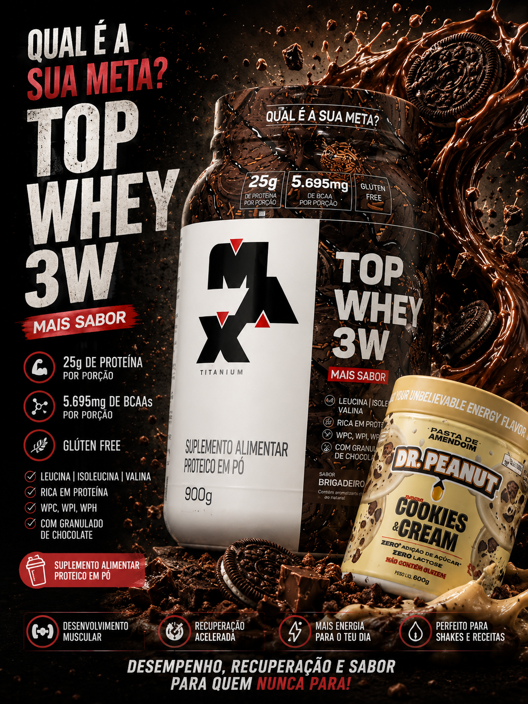Pack whey Brigadeiro + pasta cookies